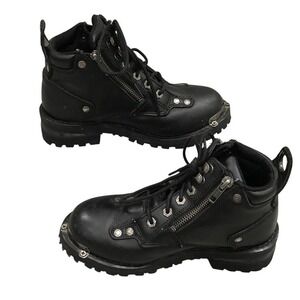 Milwaukee Leather MBL 9335 Boots Womens 6 Black DIRTY Moto Biker Zippers